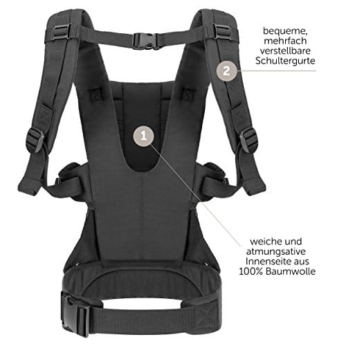 Fillikid - Ergonomische Babytrage / Kindertrage 4in1 - Bauchtrage, Rückentrage